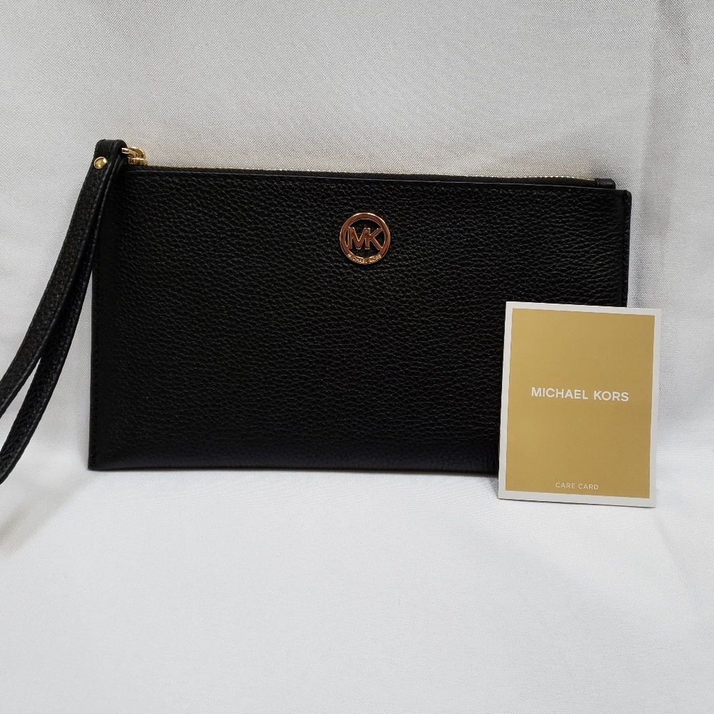 Michael Kors Pebbled Leather Flat Wristlet Clutch